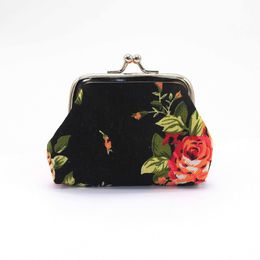 Other Household Sundries Storage Bags Fashion Vintage flower coin purse canvas key holder wallet hasp small gifts bag clutch handbag
