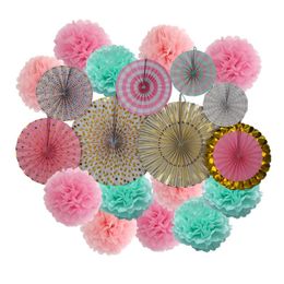 Party Decoration 20pcs/set Wedding Decor Pink Gold Mint Hanging Paper Crafts For Baby Boy Girl Birthday Summer Camp Favour Ornaments