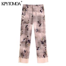 Frauen Chic Mode Ausgefranste Trim Gedruckt Hosen Elastische Taille Tasten Fliegen Weibliche Hosen Pantalones Mujer 210420