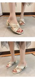 Women Platform Slippers 2021 Summer Outdoor Open Toe Elegant Solid Sandals Fashion Women Mules Shoes Female Summer High Heels GFHT56TG