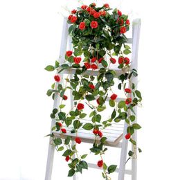 Decorative Flowers & Wreaths Artificial Plant Fake Rose Home Decoration Salon Accessories Party Balcony Wedding Mariage Hanging Basket Decor