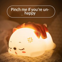 Night Lights rabbit silicone lamp remote control patting lamp charging small birthday creative children's gift