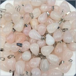 Chakra Natural Stone Charm Rose Quartz Crystal Waterdrop Pendants Chakras Gem Stone Fit Earrings Necklace Making Assorted