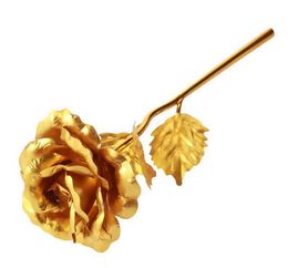 2021 50pcs/lot 24k Gold Foil Plated Rose Wedding Golden Rose Gold Dipped 24k Gold Rose artificial flower wholesale Personalized