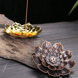 Creative Incense Stick Holder Home Decoration Alloy Lotus Line Incenses Burner Metal Crafts Antique Incense Plate