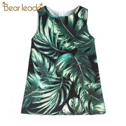 Bear Leader Girls Princess Dress Brand Summer Kids Dresses Green Leaf Dress A-Line Costumes Teenager Children Vestidos 3 9Y 210708