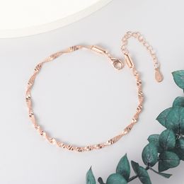 Smooth Exquisite Trendy Wave Twisted Grain Bracelet For Women Rose & White Gold Colour Fashion Jewellery Birthday Gift KBH064