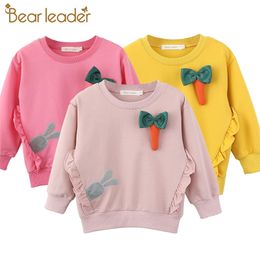 Spring Autumn Fashion Girls Shirt Long Sleeve Girl Clothing Cartoon Carrot Casual Top for Kid Cute Costume 210429