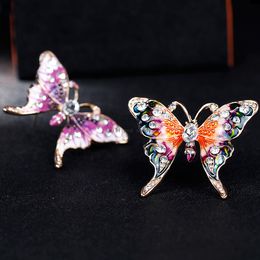 Enamel Butterfly Brooch Women Crystal Diamond Butterfly Corsage Scarf Buckle Brooches Fashion Jewelry Will and Sandy Gift