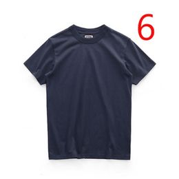 Solid color T-shirt cotton thick and loose round neck short sleeve wild tide 210420