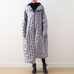Johnature Women Down Coats Fashion Winter Hooded Long Sleeve Warm Loose High Quality Women Cloths Plus Size Down Coats 210521