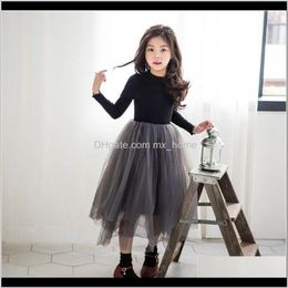 Clothing Baby Maternity Drop Delivery 2021 Dresses Princess Autumn Spring Patchwork Mesh Baby Girls Frocks For Party Teens Kids Clothes 412 Y