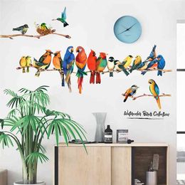 Colour Parrot Wall Sticker Decoration Self-adhesive Stickers Bedroom Warm Wall Decor Room Decoration House Decoration For Home 210914