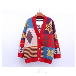 QNPQYX new Women designer Sweaters cashmere Colourful Long Sleeve cardigan Pullovers Sweater jacquard Stitching Women Designers Clothes 2020