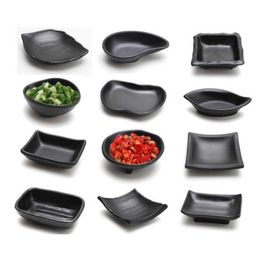 Melamine Black Dipping Soy Sauce Dishes Sushi Wasabi Doufu Snack Plate Japanese Restaurant Dining Dinnerware294p