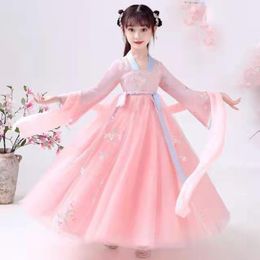 girl garments UK - Ethnic Clothing Girls Pink Dance Fairy Costume Chinese Kids Hanfu Cosplay Baby Traditional Flower Girl Wedding Garments Year Dresses