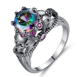 creative skull ring Europe rhinestone zircon female rings size 6 to 9