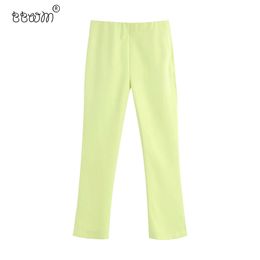 Women Chic Fashion Office Wear Flare Pants Vintage High Waist Side Zipper Ankle Casual Trousers Pantalones 210520