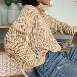 Fashion Autumn Winter Knitted Turtleneck Sweater Women Thick Long Oversized Sweaters Women Solid Cashmere Pullovers Korean Tops 210514