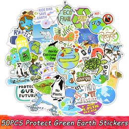 50 PCS Protect Green Earth Stickers Aesthetic Anime Sticker for Laptop Phone Fridge Luggage Car Decals Gifts for Kids Education