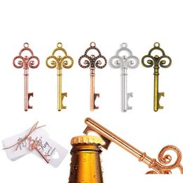 Vintage Metal Skeleton Beer Bottle Opener Key Bottle Opener with Tag Card Wedding Party Favour for Guest Wedding Decor Creative gift