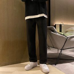 Men's Pants Winter Plus Velvet Woollen Men Warm Fashion Khaki/Black Casual Korean Loose Cotton Straight Mens Trousers