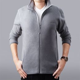 Men's Jacket Slim Fleece Tactical Sweater Casual Turn-Down Collar Zipper Solid Male veste Warm Winter Coat men's clothing 220301