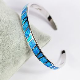 Jzb0058 Dazzling Blue Opal Bangles Top Quality Jewelry Cuff for Men & Women Lovers Gift Pulseras Q0717