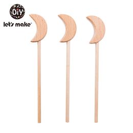 Let'S Make 20Pc Baby Stroller Toys Heart Shape Wooden Magic Wand Wood Teether 0-12 Months Tiny Rod For Children 211106