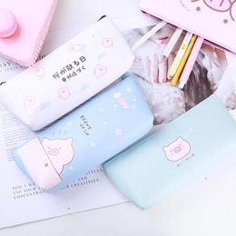 Pencil Bags Kawaii PU School Cases Cute Large Capacity Pen Box Pouch Cartoon Pig Gift Student Office Stationery Supplies 050010