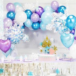 Ice Princess Snowflake Foil Balloons Garland Birthday Decoration Girl Ice Snow Princess Birthday Party Decoration Supplies 211216