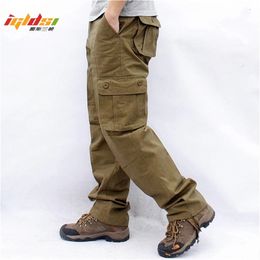 Men's Fashion Military Cargo Pants Loose Baggy Tactical Straight Long Trousers Oustdoor Casual Cotton Male Multi Pockets Pant 210715