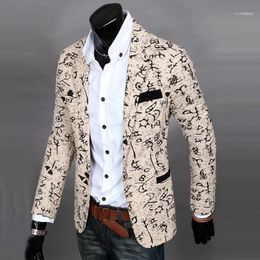 Men's Suits & Blazers Men's Wholesale- Mens Floral Casual Long Sleeve Slim Fit Coat One Button Jacket Stereo Clipping Cultivate Moralit