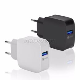 Fast Useful BK370 Quick Charging QC 3.0 High Quality Wall Charger 5V/9V/12V 18W 1 Port With US EU Plug For iphone cellphone Smartphone Universal Rapid Home Adapter