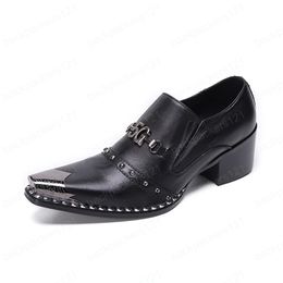 Plus Size Korean Style Gentleman Men Shoes 7cm High Heels Wedding Party Shoes for Men Pointed Toe Genuine Leather Oxford Shoes