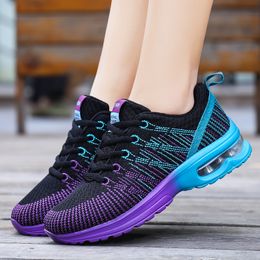 Wholesale 2021 Top Fashion Men Womens Sports Running Shoes Newest Rainbow Knit Mesh Outdoor Runners Walking Jogging Sneakers SIZE 35-42 WY29-861