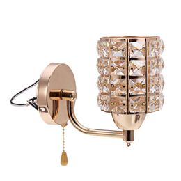 Wall Lamp AC85-265V LED Crystal Corridor Sconce Lamps Pull Chain Switch Indoor Luxury Gold Silver Lights Livingroom