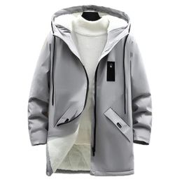 Men's Jackets Men Coat Solid Color All Match Hooded Long Winter Jacket For Daily Wear