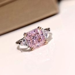 HBP 925 Sterling Silver Plated 18K platinum ring au7503 carat pink diamond for women