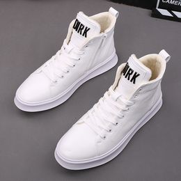 Fashion Newest Men Metal Plate Leather High Tops Causal Boots Spring Brand Designer Party Wedding Dress Shoes Moccasins Punk Rock Sneakers