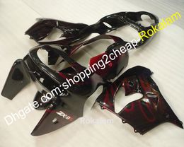 ZX 9R ZX9R 98 99 Bodywork Spare Fairings Set For Kawasaki ZX9R 1998 1999 ZX-9R Red Flame Black ABS Motorcycle Fairing (Injection Molding)