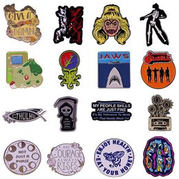 Pins, Brooches Halloween Horror Movies Figure Enamel Pins Collect Cute Anime Metal Cartoon Brooch Backpack Collar Lapel Badges Fashion Jewel