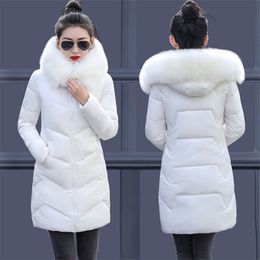 Women Winter Jackets Coats Down cotton Hooded Parkas Feminina Warm Outwear Faux Fur Collar Plus Size 7XL Long 210913