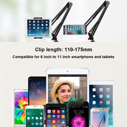 6 to 11inch Mobile phone Tablet Holder Stand For iPad Mini Air Samsung 360 Degree Long Arm Lazy Bed Desk Tablet Mount Support