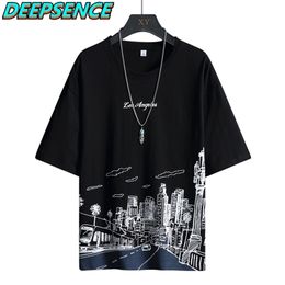 Men Fashion Trend Casual Short Shirt Spring Summer Cartoon High Street Streetwear O Neck Loose Fit Shirts ops 210714