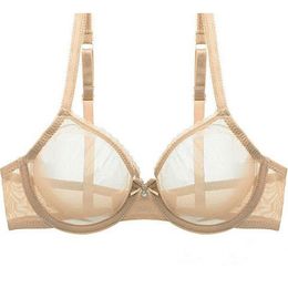 Women Hollow bra see through sexy gauze mesh transparent ultra thin Bras B C D E F 75 80 85 90 95 100 US EU UK Drop 211110