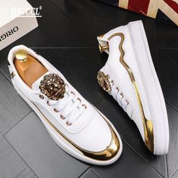 Deluxe men's small white shoes British fashion sports casual board low top breathable Zapatos Hombre 44 A6