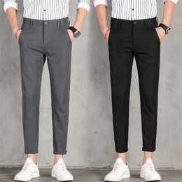 Pantaloni corti da uomo Pantaloni da lavoro Pantaloni lunghi formali dalla vestibilità regolare Casual Seluar Panjang Lelaki X0615