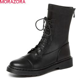 MORAZORA Large size 34-42 autumn winter ankle boots genuine leather boots comfortable low heel round toe women boots 210506