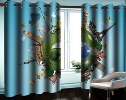 Curtain & Drapes 3d Modern Window Green Blackout Curtains Beautiful Earth Customised Landscape